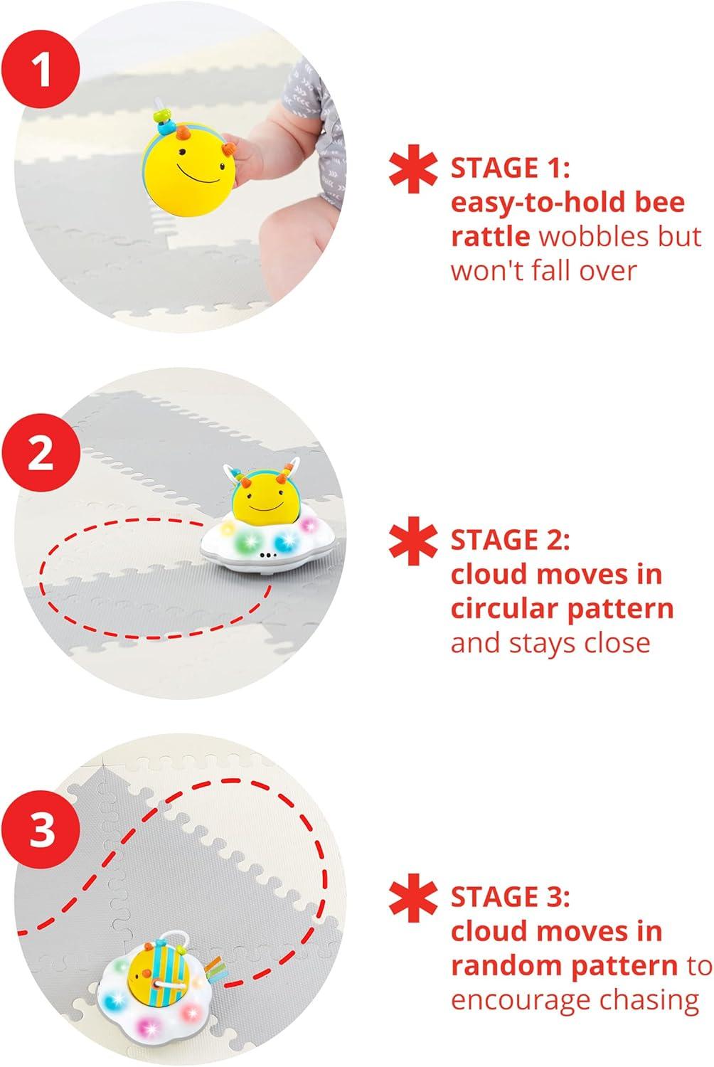 imageSkip Hop Baby FollowMe Bee Tummy Time Crawl Toy 3Stage Infant Sensory Development with Lights Sounds and Music Explore ampamp More Age 5mCrawl Bee