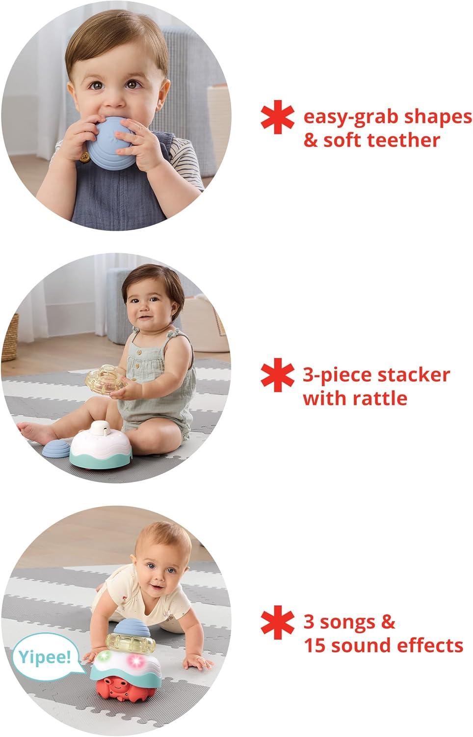 imageSkip Hop Baby FollowMe Bee Tummy Time Crawl Toy 3Stage Infant Sensory Development with Lights Sounds and Music Explore ampamp More Age 5mCrawl Crab